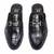 Black solid leather mules