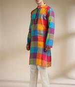Multicolor woven cotton kurta set