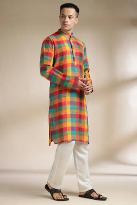 Multicolor woven cotton kurta set 1