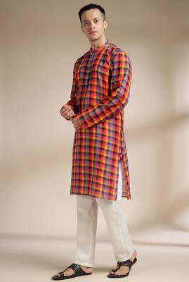 Multicolor woven cotton kurta set 1