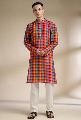 Multicolor woven cotton kurta set 3