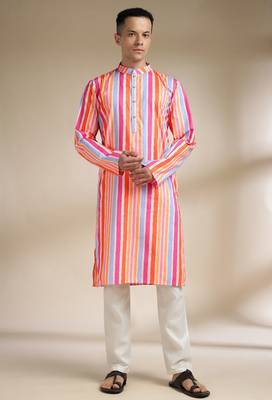 Multicolor woven cotton kurta set 1