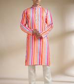 Multicolor woven cotton kurta set