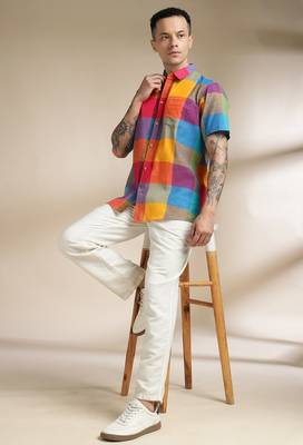 Multicolor woven cotton kurta set 2