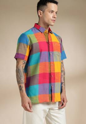 Multicolor woven cotton kurta set 3