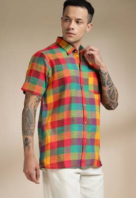 Multicolor woven cotton shirt 1