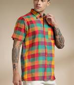 Multicolor woven cotton shirt
