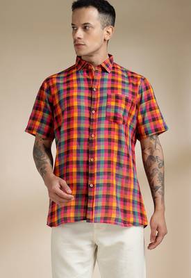 Multicolor woven cotton shirt 1