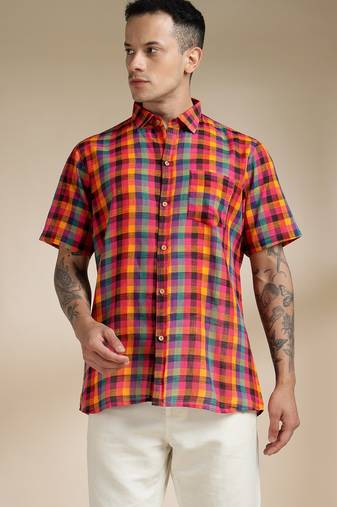 Multicolor woven cotton shirt