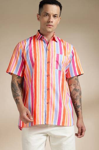 Multicolor woven cotton shirt