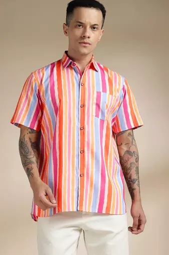 Multicolor woven cotton shirt