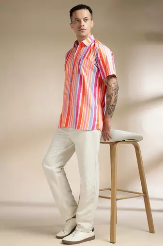 Multicolor woven cotton shirt