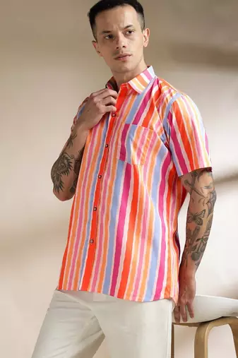 Multicolor woven cotton shirt
