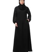 embroidered sleeve  with elastic  a line matt nida abaya with hjab