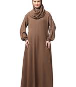 embroidered sleeve  with elastic  a line matt nida abaya with hijab