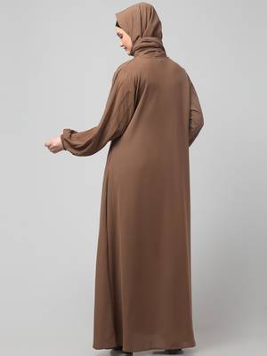 embroidered sleeve  with elastic  a line matt nida abaya with hijab 2