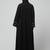 front open with zip contrast piping at front and sleeves matt nida abaya with hijab