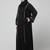 front open with zip contrast piping at front and sleeves matt nida abaya with hijab