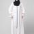front open with zip contrast piping at front and sleeves matt nida abaya with hijab