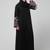 embrodery and conytrast  2 side pocket sleeves  front open abaya