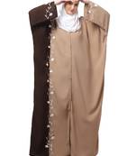 embroidery at fron and sleeves contrast front open kaftan abaya with  hijab