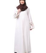 embroidery at sleeve 2 side pocket front open abaya