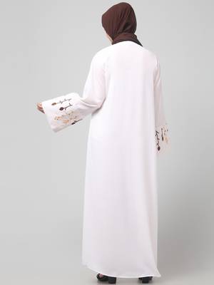 embroidery at sleeve 2 side pocket front open abaya 2