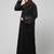 embroidery at sleeve 2 side pocket front open abaya