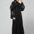 one side front sleeves and hijab embroidered front open abaya