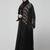 one side front sleeves and hijab embroidered front open abaya