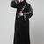 sleeve and hijab leaf embroidered front open abaya