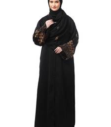 sleeve and hijab rose embroidered front open nida abaya