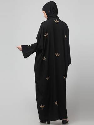 all over and hijab 3 leaf embroidery front open abaya 2