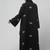 all over and hijab 3 leaf embroidery front open abaya