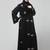 all over and hijab 3 leaf embroidery front open abaya