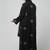 all over and hijab star embroidery front open abaya