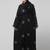 all over and hijab star embroidery front open abaya