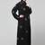 all over and hijab star embroidery front open abaya
