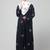 all over and hijab star embroidery front open abaya