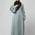 flowers embboidery at sleeve and hijab a line flare at bottom abaya with hijab