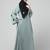 flowers embboidery at sleeve and hijab a line flare at bottom abaya with hijab