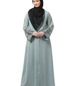 sleeves and hijab flowers and lines embroidry front open abaya