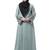 sleeves and hijab flowers and lines embroidry front open abaya