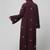 all over and hijab small flower embroidery front open abaya