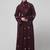 all over and hijab small flower embroidery front open abaya
