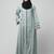 front open with zip contrast piping at front and sleeves matt nida abaya with hijab