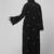 all over and hijab small flower embroidery front open abaya