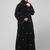 all over and hijab small flower embroidery front open abaya