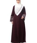 sleeves and hijab flowers and lines embroidry front open abaya