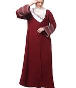 sleeves and hijab flowers and lines embroidry front open abaya